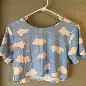 Two piece cloud and stars pajamas set.